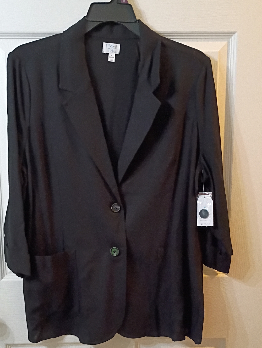 Time and Tru Black Women's Blazer with Notch Lapel